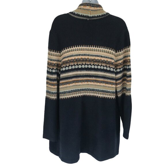 CJ Banks Large Open Front Long Line Cardigan Knit Sweater Drape Blue Stripe Boho - Picture 2 of 10